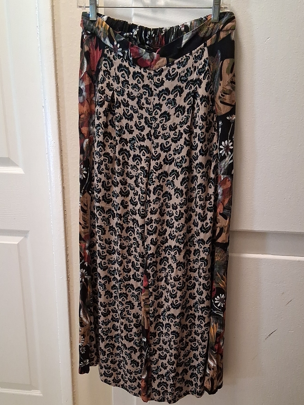 Free People Mixed Print Maxi Skirt in Beige, Black and Floral Accents